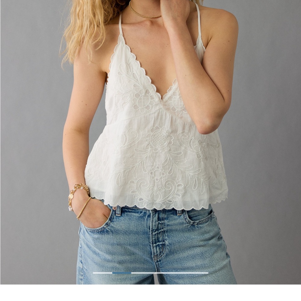 American Eagle embroidered halter top